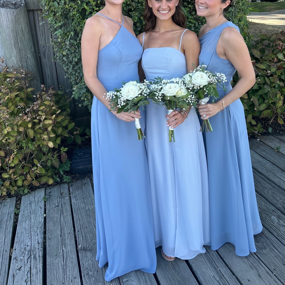 Birdy Grey dusty blue juliet chiffon dress halter neck